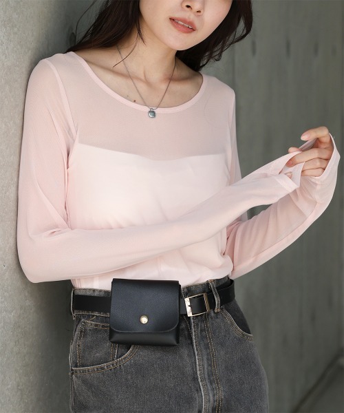 Bab(バブ)の「インナー付きシアーカットソー(Tシャツ/カットソー・レディース・ブラック/アイボリー/ピンク・FREE)」の22枚目の写真