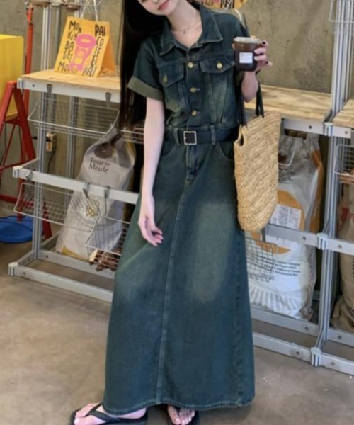 semplice（センプリチェ）の「デニムワンピ【韓国ファッション】（ワンピース・レディース・ブルー・XL/L/M/S）」の8枚目の写真