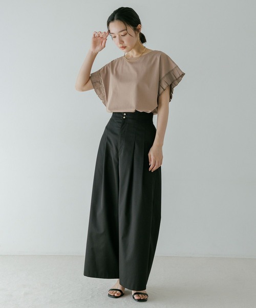 Andemiu（アンデミュウ）の「ソデフハクタックカットソー（Tシャツ/カットソー・レディース・オフホワイト/ブラック/モカ・FREE）」の8枚目の写真