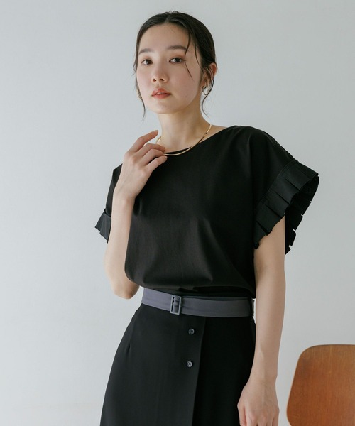 Andemiu（アンデミュウ）の「ソデフハクタックカットソー（Tシャツ/カットソー・レディース・オフホワイト/ブラック/モカ・FREE）」の14枚目の写真