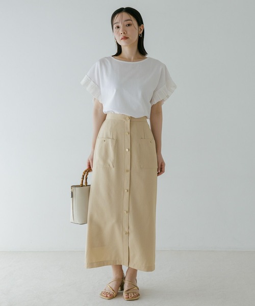Andemiu（アンデミュウ）の「ソデフハクタックカットソー（Tシャツ/カットソー・レディース・オフホワイト/ブラック/モカ・FREE）」の15枚目の写真