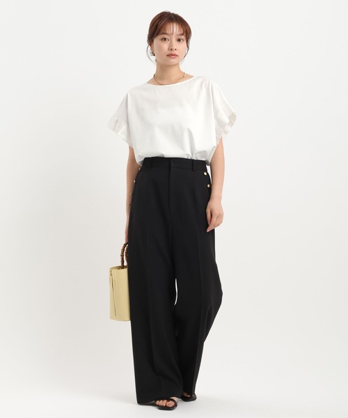 Andemiu（アンデミュウ）の「ソデフハクタックカットソー（Tシャツ/カットソー・レディース・オフホワイト/ブラック/モカ・FREE）」の18枚目の写真
