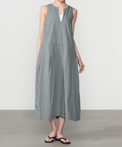 GALLEGO DESPORTES(ギャレゴデスポート)の「GALLEGO DESPORTES | コットン ノースリーブ ロングワンピース GREEN CHECK WOMEN(ワンピース・レディース・グリーン系その他・S)」の3枚目の写真
