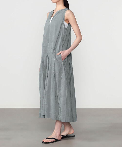 GALLEGO DESPORTES(ギャレゴデスポート)の「GALLEGO DESPORTES | コットン ノースリーブ ロングワンピース GREEN CHECK WOMEN(ワンピース・レディース・グリーン系その他・S)」の2枚目の写真