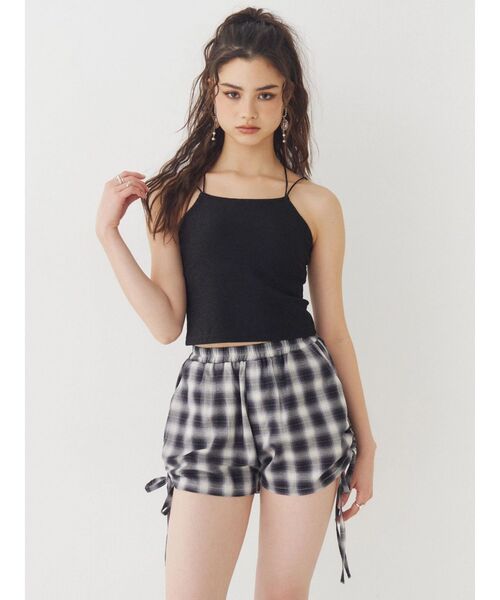 EVRIS(エヴリス)の「【ウエストゴム】チェックショートパンツ【セットアップ着用可能】 春服(その他パンツ・レディース・レッド/ブラック・FREE)」の3枚目の写真