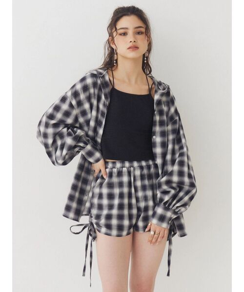 EVRIS(エヴリス)の「【ウエストゴム】チェックショートパンツ【セットアップ着用可能】 春服(その他パンツ・レディース・レッド/ブラック・FREE)」の5枚目の写真
