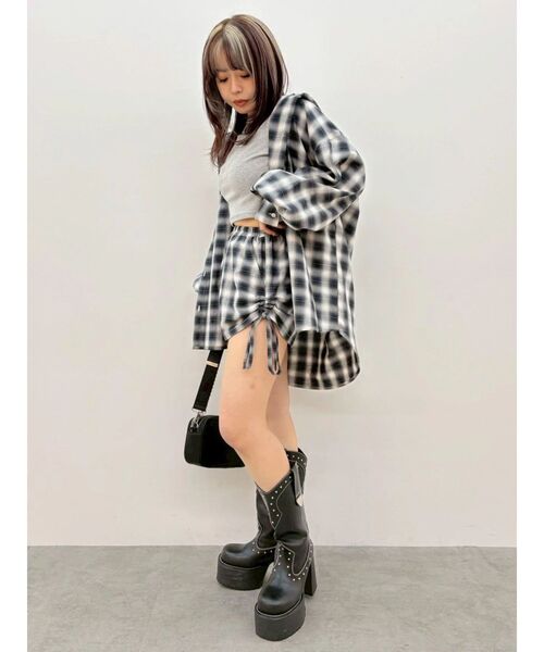 EVRIS(エヴリス)の「【ウエストゴム】チェックショートパンツ【セットアップ着用可能】 春服(その他パンツ・レディース・レッド/ブラック・FREE)」の11枚目の写真