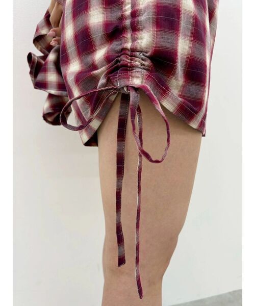 EVRIS(エヴリス)の「【ウエストゴム】チェックショートパンツ【セットアップ着用可能】 春服(その他パンツ・レディース・レッド/ブラック・FREE)」の12枚目の写真