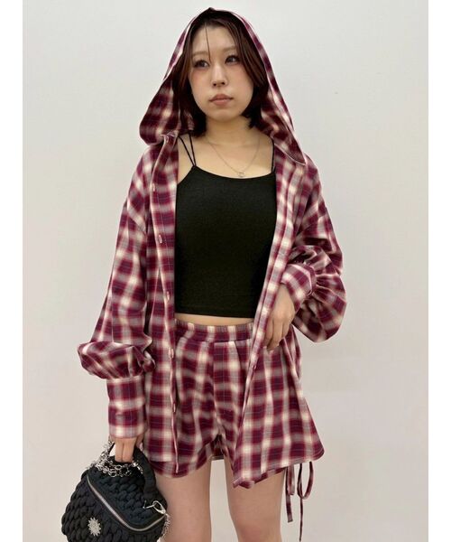 EVRIS(エヴリス)の「【ウエストゴム】チェックショートパンツ【セットアップ着用可能】 春服(その他パンツ・レディース・レッド/ブラック・FREE)」の14枚目の写真
