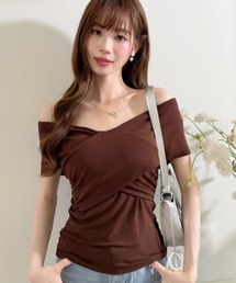 Tシャツ/カットソー（ブラウン/茶色系・オフショルダー）ファッション