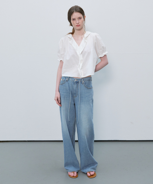 FRIVER07（フリバー07）の「Summer string wide denim pants [FRSP06DP02]_Light blue（デニムパンツ・レディース・ライトブルー・SMALL/MEDIUM）」の2枚目の写真