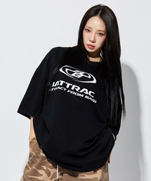 BATTRACT（バトラクト）の「アトラクトダブルロゴオーバーサイズ半袖Tシャツ_ブラック（Tシャツ/カットソー）」