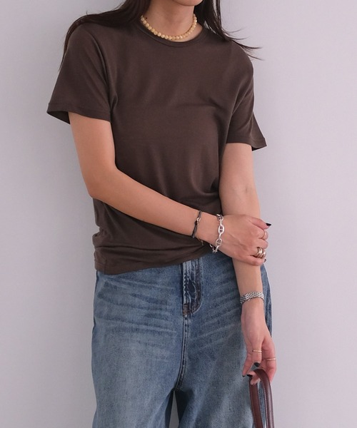 AKTE(アクテ)の「シアーリラックスTシャツ(Tシャツ/カットソー・レディース・ホワイト/ライトブルー/ブラウン・FREE)」の3枚目の写真