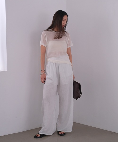 AKTE(アクテ)の「シアーリラックスTシャツ(Tシャツ/カットソー・レディース・ホワイト/ライトブルー/ブラウン・FREE)」の5枚目の写真
