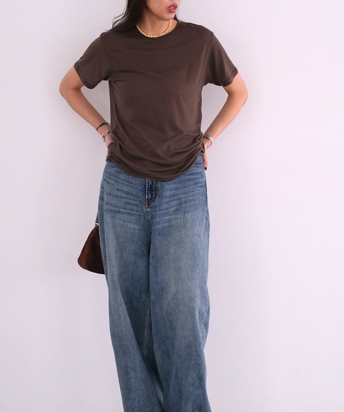 AKTE(アクテ)の「シアーリラックスTシャツ(Tシャツ/カットソー・レディース・ホワイト/ライトブルー/ブラウン・FREE)」の19枚目の写真