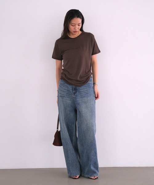 AKTE(アクテ)の「シアーリラックスTシャツ(Tシャツ/カットソー・レディース・ホワイト/ライトブルー/ブラウン・FREE)」の20枚目の写真