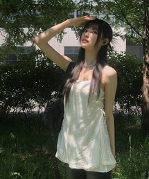 anyonemore（エニワンモア）の「アイレットレースサイドシャーリングミニキャミワンピース（ワンピース）」