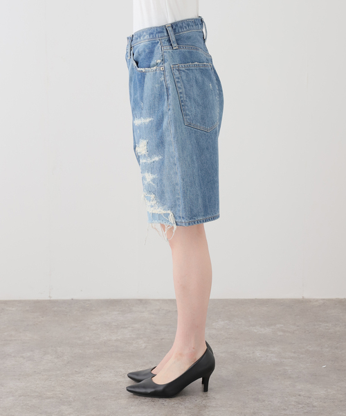 KURO(クロ)の「KURO STRUCTURE SHORT WASH002 964246:デニムパンツ(デニムパンツ・レディース・ネイビー・27/30)」の4枚目の写真