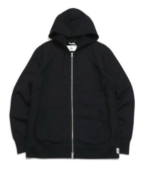 REIGNING CHAMP(レイニングチャンプ)の「レイニングチャンプ【Reigning Champ】- ジップフーディー【MIDWEIGHT TERRY SLIM ZIP HOODIE BLACK RC-3990】(パーカー・メンズ・ブラック・M)」の1枚目の写真