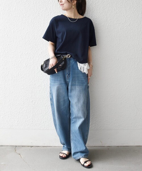 SHIPS any（シップス エニィ）の「SHIPS any:〈洗濯機可能〉レース ヘム アシンメトリー ショートスリーブ TEE（Tシャツ/カットソー・レディース・ブルー/ネイビー/ホワイト・ONE SIZE）」の19枚目の写真