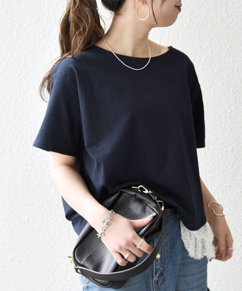 SHIPS any（シップス エニィ）の「SHIPS any:〈洗濯機可能〉レース ヘム アシンメトリー ショートスリーブ TEE（Tシャツ/カットソー・レディース・ブルー/ネイビー/ホワイト・ONE SIZE）」の22枚目の写真