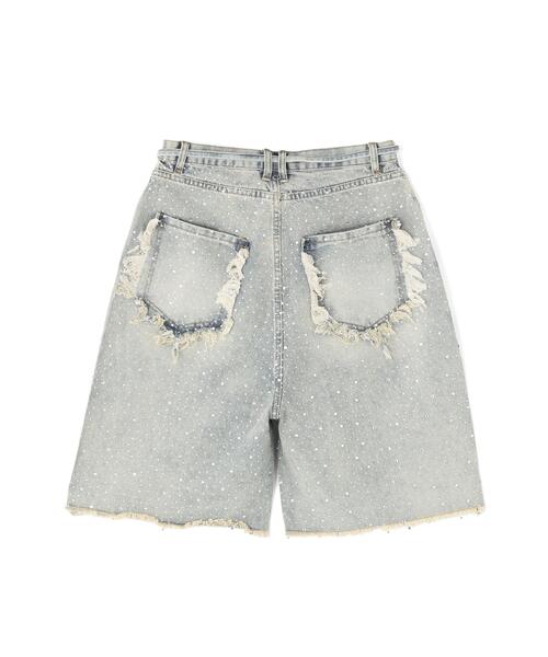 SIS(エスアイエス)の「SIS/エスアイエス/RhineStone Short Denim Pants(デニムパンツ・レディース・ブルー・M)」の12枚目の写真