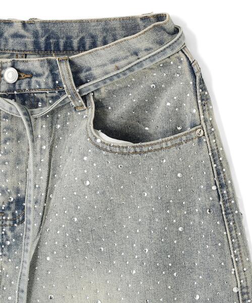 SIS(エスアイエス)の「SIS/エスアイエス/RhineStone Short Denim Pants(デニムパンツ・レディース・ブルー・M)」の9枚目の写真