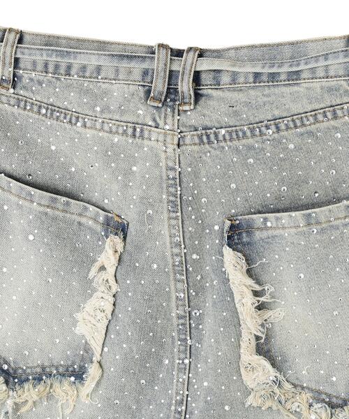 SIS(エスアイエス)の「SIS/エスアイエス/RhineStone Short Denim Pants(デニムパンツ・レディース・ブルー・M)」の7枚目の写真