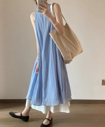 メッシュ切替 キャミソールワンピース