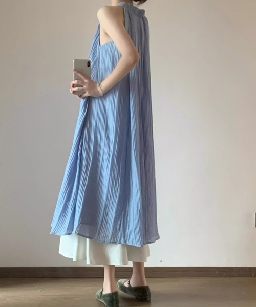 AMAJI（アマジ）の「メッシュ切替 キャミソールワンピース（ワンピース・レディース・ライトブルー・SMALL/MEDIUM/LARGE/X-LARGE）」の2枚目の写真