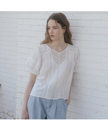 Lace Pintuck blouse [TISU07BL03]_Ivory