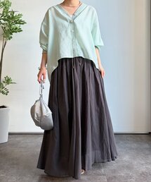 綿ボイルギャザーフレアスカート
