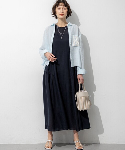 23区 S（ニジュウサンクチイサイサイズ）の「ウォッシュドシアーボイル ノースリーブ ワンピース（ワンピース・レディース・ダークブラウン系/ネイビー系/ローズ系・32）」の18枚目の写真