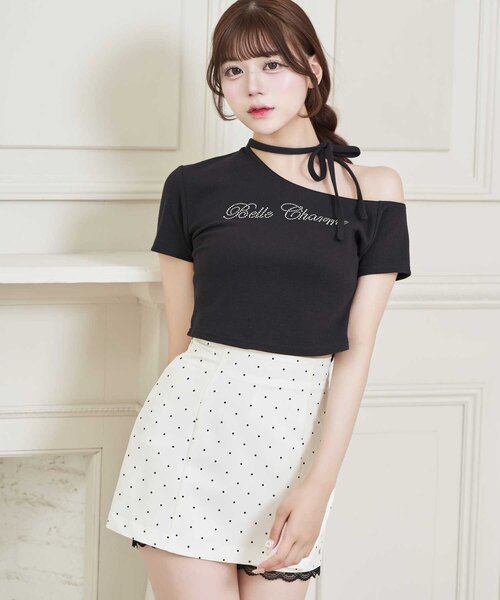Belle Charme(ベルシャルム)の「【Belle Charme】Jewel Logo Choker Tee(Tシャツ/カットソー・レディース・ピンク/ブラック/アイボリー・FREE)」の6枚目の写真
