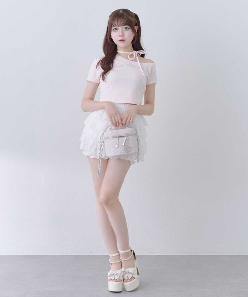 Belle Charme(ベルシャルム)の「【Belle Charme】Jewel Logo Choker Tee(Tシャツ/カットソー・レディース・ピンク/ブラック/アイボリー・FREE)」の8枚目の写真