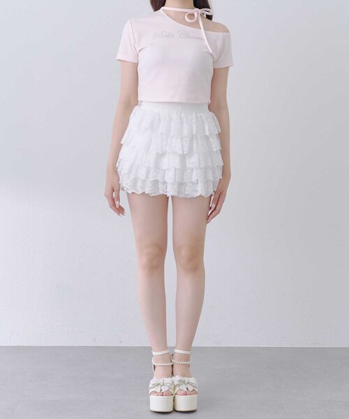 Belle Charme(ベルシャルム)の「【Belle Charme】Jewel Logo Choker Tee(Tシャツ/カットソー・レディース・ピンク/ブラック/アイボリー・FREE)」の9枚目の写真