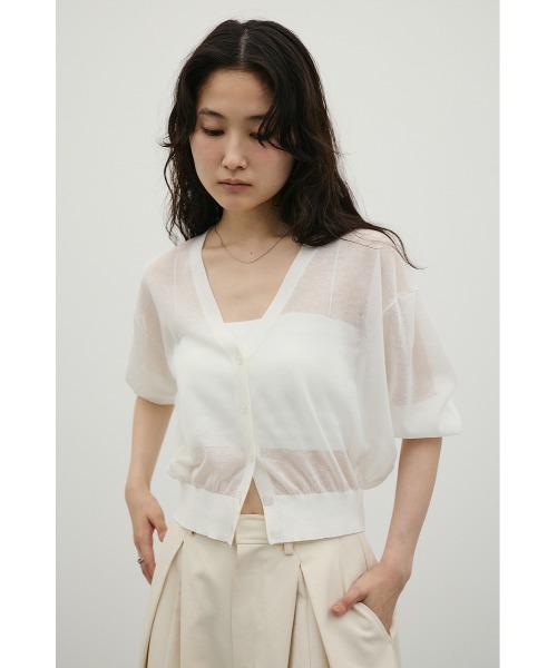 STYLEMIXER(スタイルミキサー)の「シアーフォルムニットカーデ(カーディガン/ボレロ・レディース・チャコールグレー/オレンジ/ホワイト・FREE)」の4枚目の写真