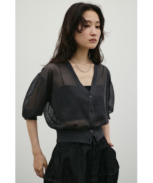 STYLEMIXER(スタイルミキサー)の「シアーフォルムニットカーデ(カーディガン/ボレロ・レディース・チャコールグレー/オレンジ/ホワイト・FREE)」の12枚目の写真