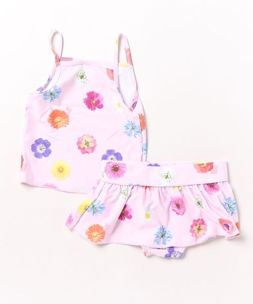 HAKKA KIDS（ハッカキッズ）の「フラワーMIX／チェックフラワープリントスイムタンキニ（UVカット）（水着・キッズ・サックスブルー/ピンク・L/M/S）」の3枚目の写真