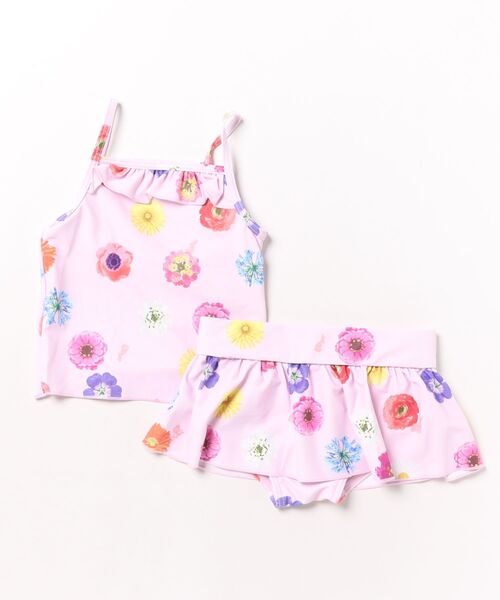 HAKKA KIDS（ハッカキッズ）の「フラワーMIX／チェックフラワープリントスイムタンキニ（UVカット）（水着・キッズ・サックスブルー/ピンク・L/M/S）」の11枚目の写真