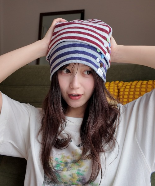 JEANASIS(ジーナシス)の「【みちゃん×25quee企画】ボーダービーニー/839481(ニットキャップ/ビーニー・レディース・レッド系/ネイビー系・FREE)」の19枚目の写真