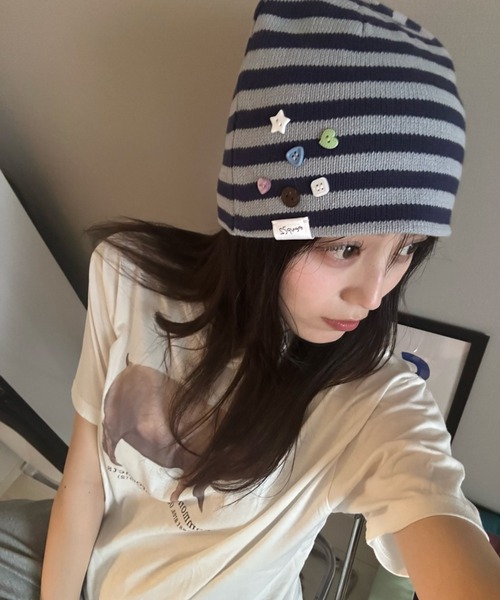 JEANASIS(ジーナシス)の「【みちゃん×25quee企画】ボーダービーニー/839481(ニットキャップ/ビーニー・レディース・レッド系/ネイビー系・FREE)」の21枚目の写真