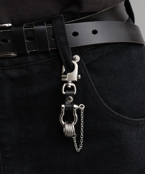 welise（ウェライズ）の「welise×ADAMPATEK 【Made in Japan】チェーンギミック＆リアルレザーパーツ モードキーリング（キーケース/キーアクセサリー・メンズ・ブラック・FREE）」の2枚目の写真