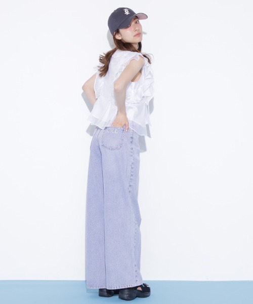JILL by JILL STUART(ジルバイジルスチュアート)の「ウエストフリルワイドデニム(デニムパンツ・レディース・ブルー/ピンク・MEDIUM/SMALL)」の22枚目の写真