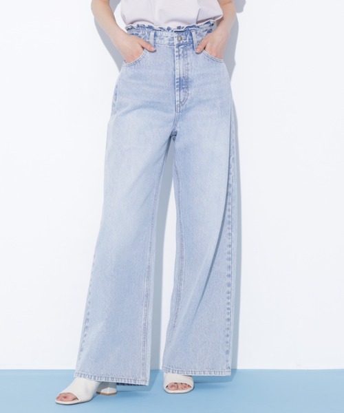 JILL by JILL STUART(ジルバイジルスチュアート)の「ウエストフリルワイドデニム(デニムパンツ・レディース・ブルー/ピンク・MEDIUM/SMALL)」の7枚目の写真