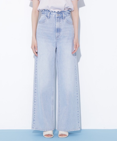 JILL by JILL STUART(ジルバイジルスチュアート)の「ウエストフリルワイドデニム(デニムパンツ・レディース・ブルー/ピンク・MEDIUM/SMALL)」の6枚目の写真