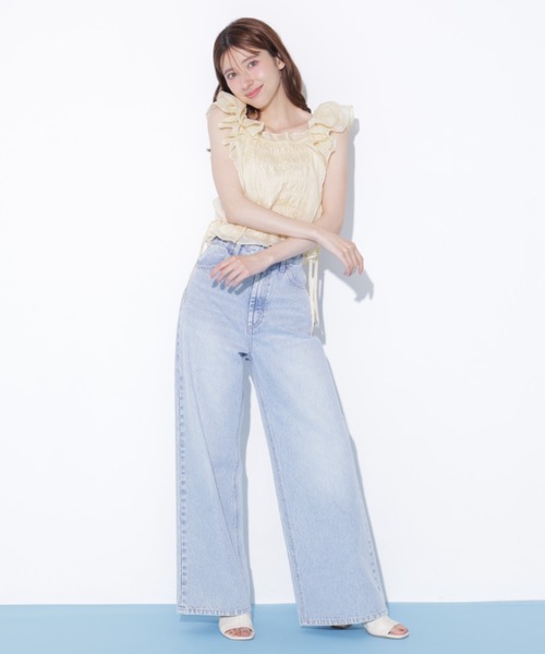 JILL by JILL STUART(ジルバイジルスチュアート)の「ウエストフリルワイドデニム(デニムパンツ・レディース・ブルー/ピンク・MEDIUM/SMALL)」の19枚目の写真