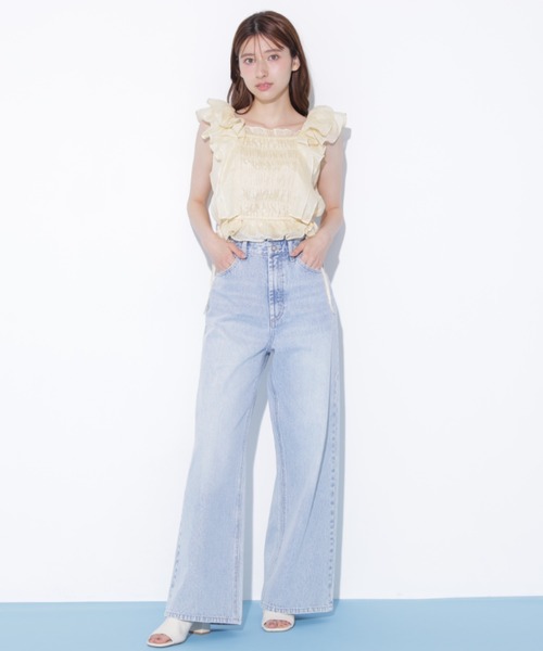 JILL by JILL STUART(ジルバイジルスチュアート)の「ウエストフリルワイドデニム(デニムパンツ・レディース・ブルー/ピンク・MEDIUM/SMALL)」の18枚目の写真