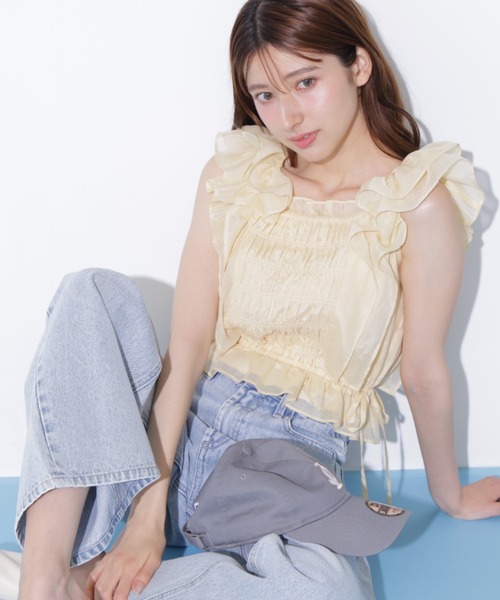 JILL by JILL STUART(ジルバイジルスチュアート)の「ウエストフリルワイドデニム(デニムパンツ・レディース・ブルー/ピンク・MEDIUM/SMALL)」の20枚目の写真
