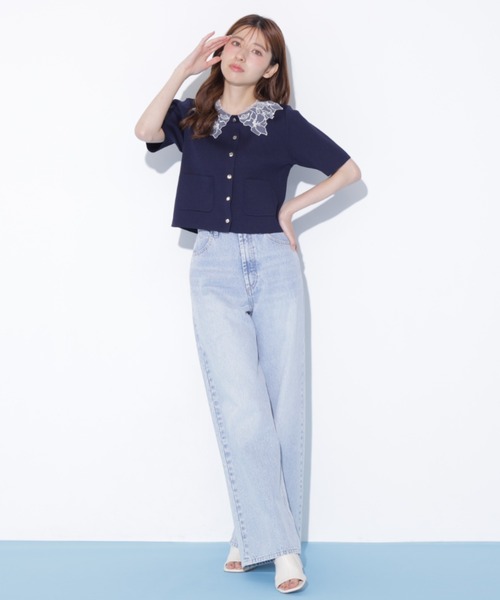 JILL by JILL STUART(ジルバイジルスチュアート)の「ウエストフリルワイドデニム(デニムパンツ・レディース・ブルー/ピンク・MEDIUM/SMALL)」の5枚目の写真
